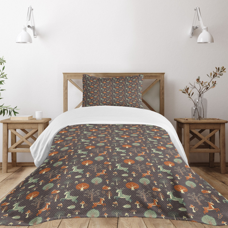 Animals Mushrooms Trees Bedspread Set