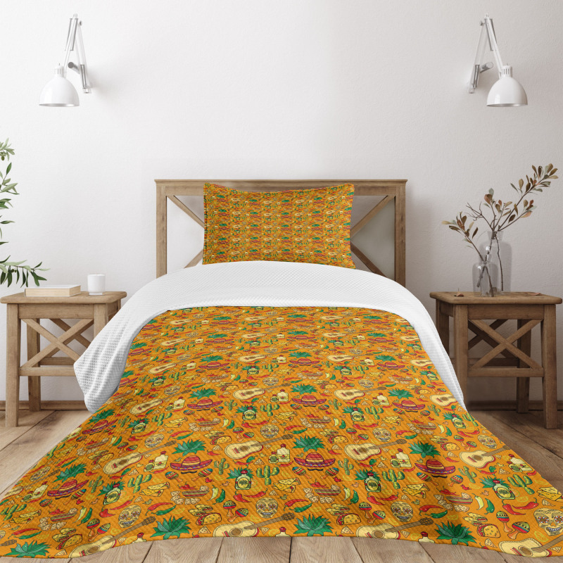 Cartoon Folklore Elements Bedspread Set