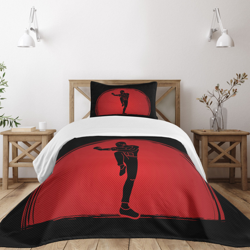 Man Silhouette Pose Round Bedspread Set