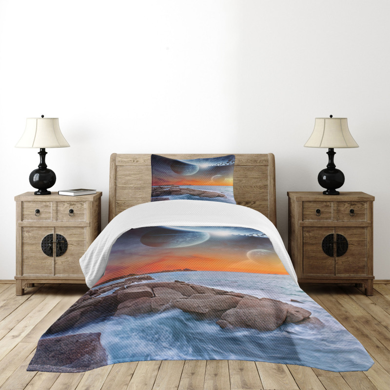 Planet Landscape View Bedspread Set