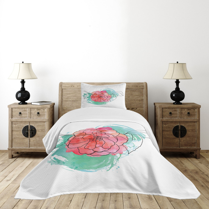 Camellia Grunge Art Bedspread Set