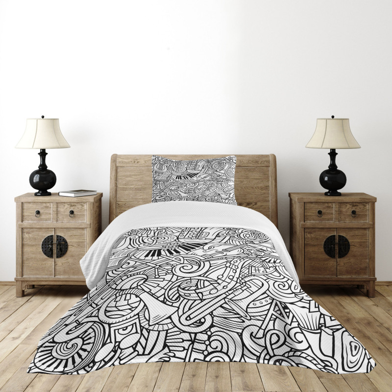 Chaotic Doodle Musical Bedspread Set