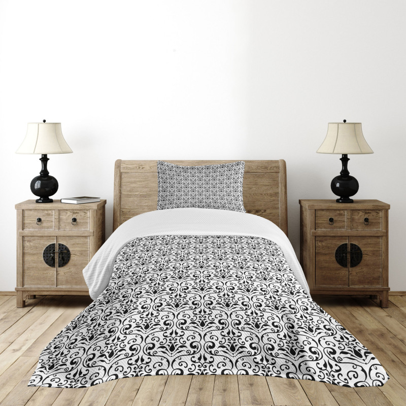 Baroque Curly Motif Bedspread Set