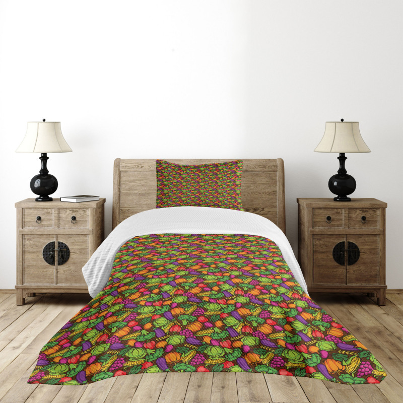 Cartoon Seasonal Food Bedspread Set