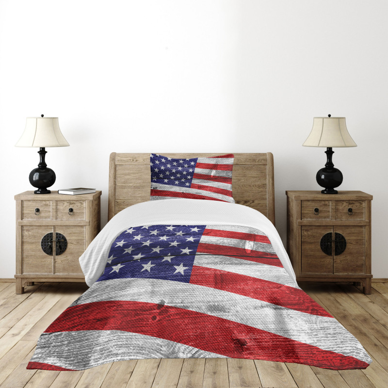 America Patriotic Day Bedspread Set