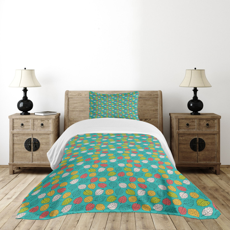 Colorful Abstract Leaves Art Bedspread Set