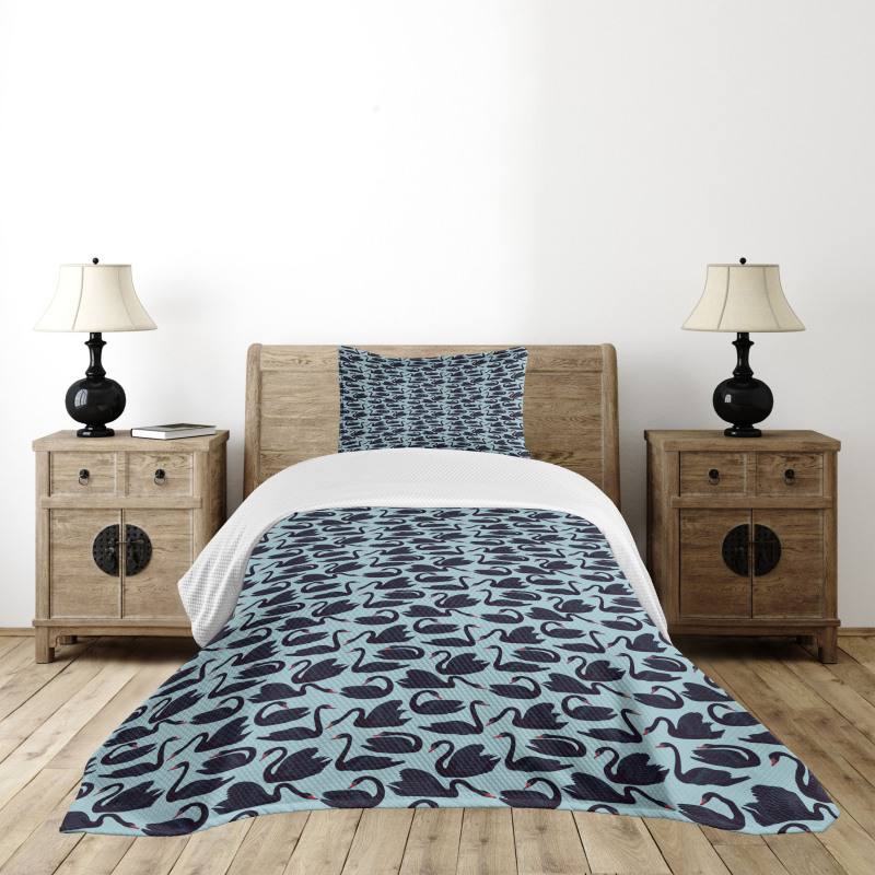 Long Necked Aquatic Bird Bedspread Set