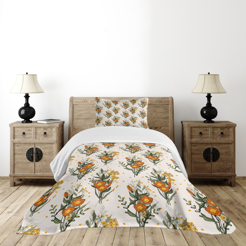 Vintage California Poppy Bedspread Set