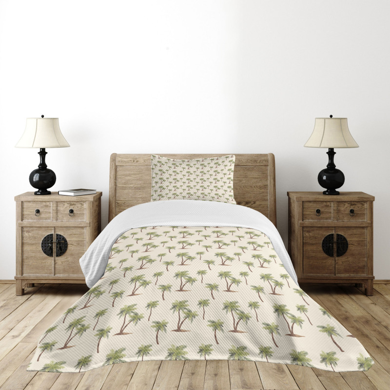 Simplistic Palms Pattern Bedspread Set