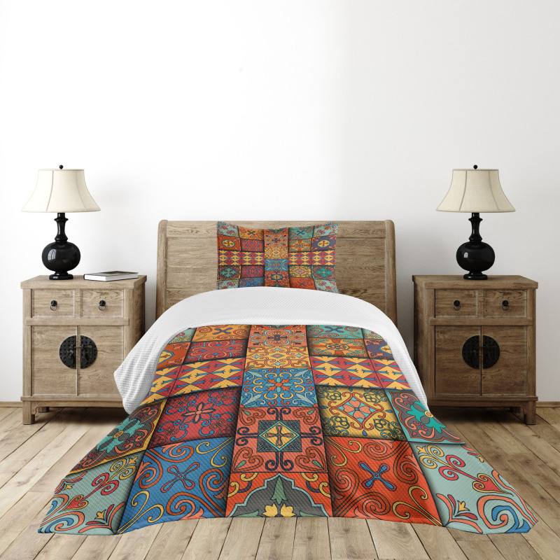 Azulejo Tile Squares Art Bedspread Set