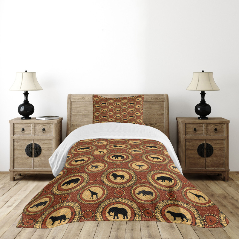 Monkey Lion Rhino Bedspread Set