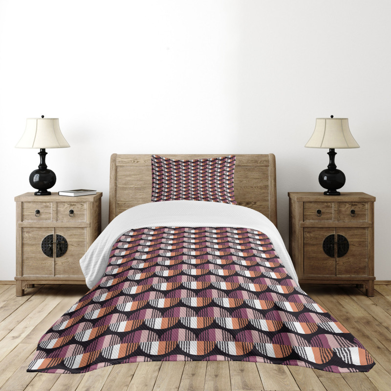 Colorful Stripes Crescents Bedspread Set