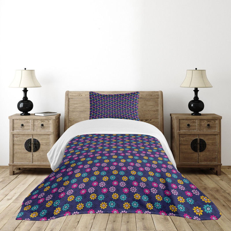 Colorful Flowers Love Bedspread Set