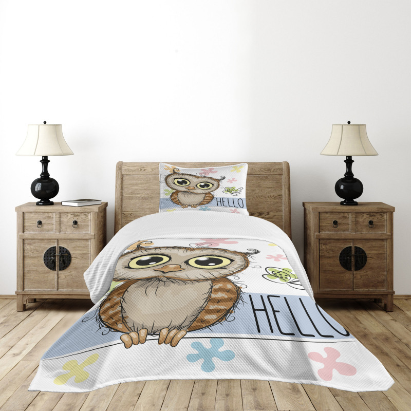 Cartoon Butterfly Hello Bedspread Set