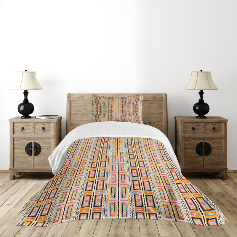 Colorful Kente Pattern Bedspread Set