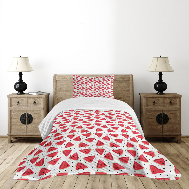 Realistic Drawn Slices Bedspread Set