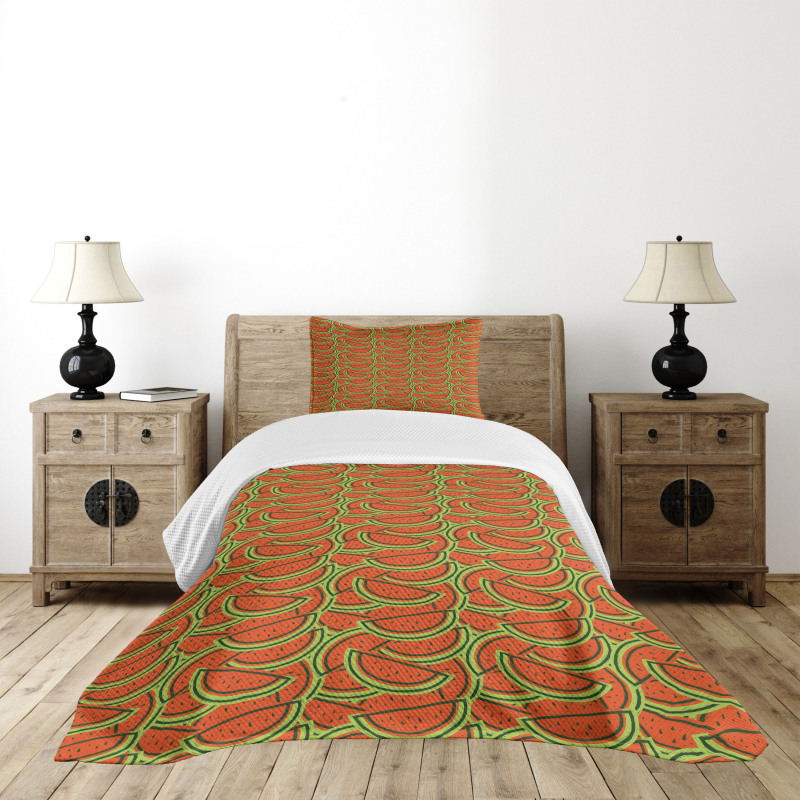 Doodle Watermelon Slice Bedspread Set