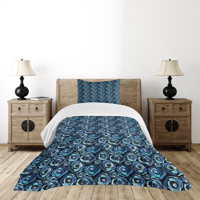 Modern Rose Petals Bloom Bedspread Set