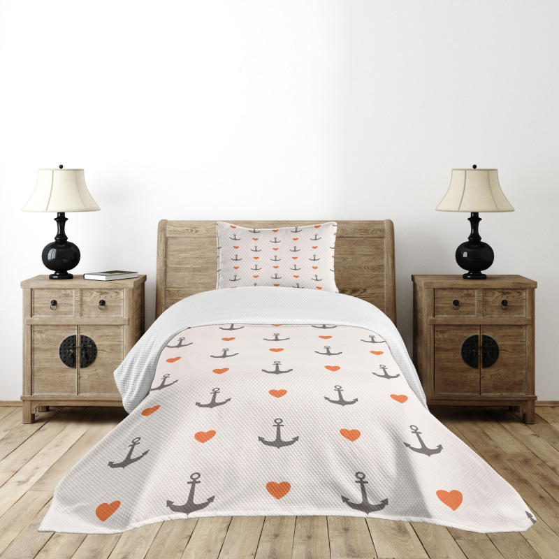 Anchors and Hearts Bedspread Set