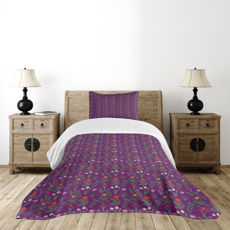 Various Spring Flowers Bedspread Set