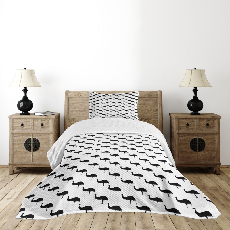 Monotone Animal Silhouettes Bedspread Set