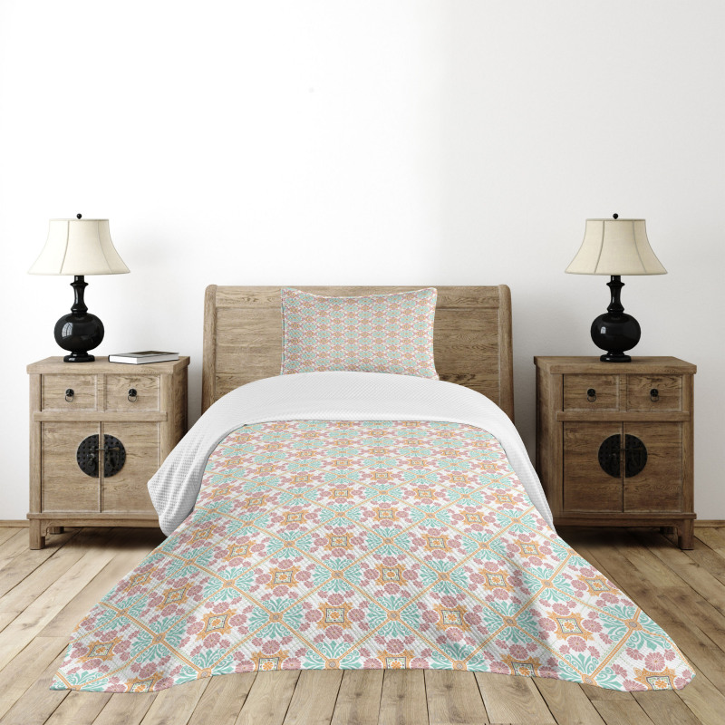 Pastel Floral Oriental Bedspread Set