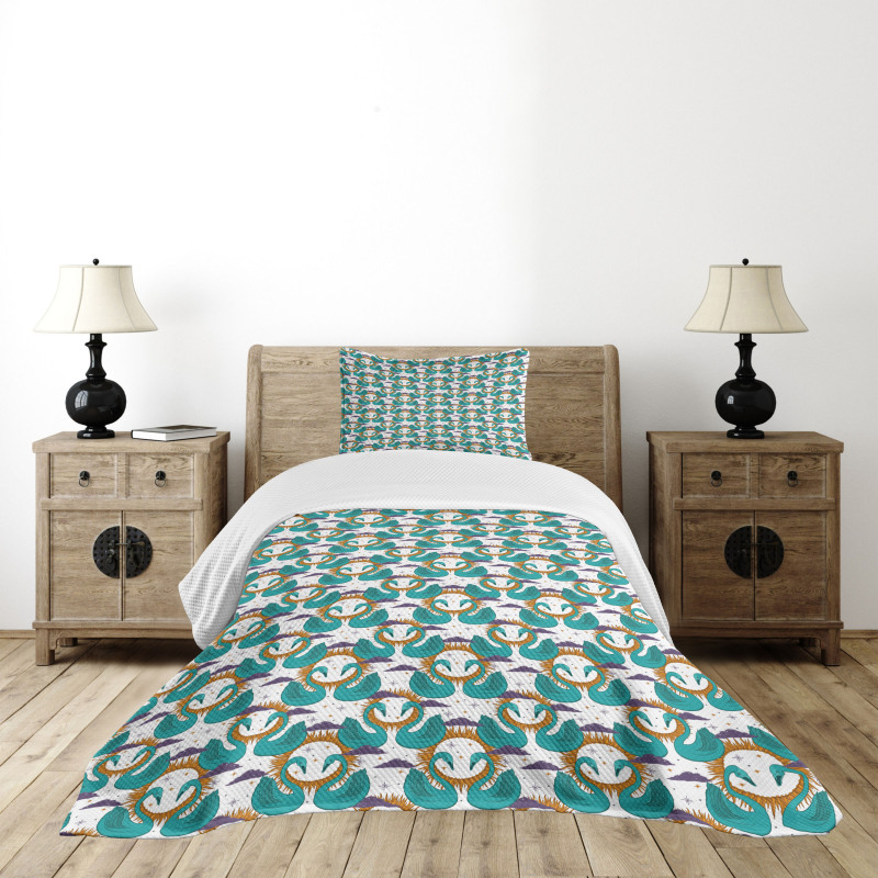 Mystic Aquatic Bird and Sun Bedspread Set