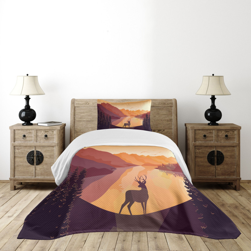 Bird Mountain Reindeer Bedspread Set