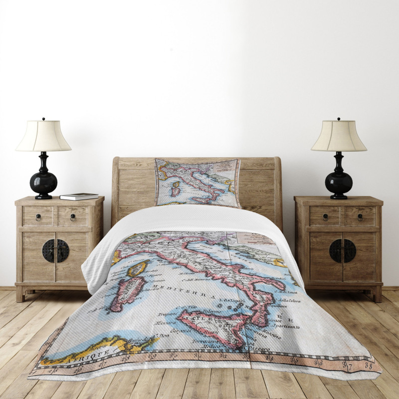 Old Italy Map Bedspread Set