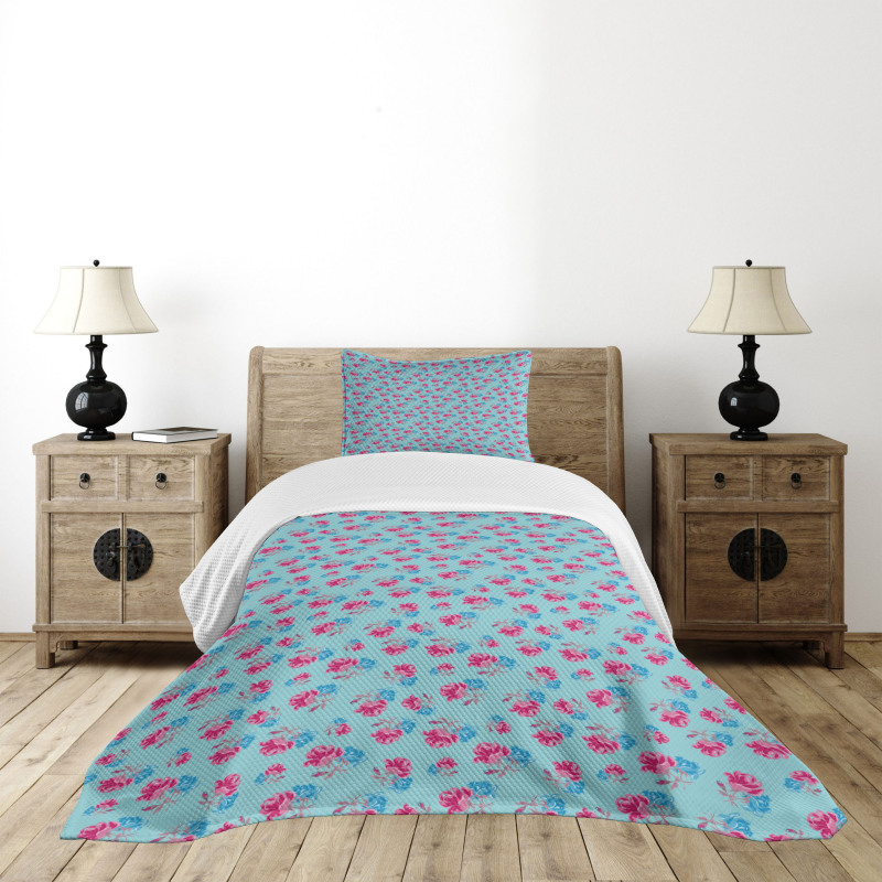 Bicolour Summer Roses Bedspread Set