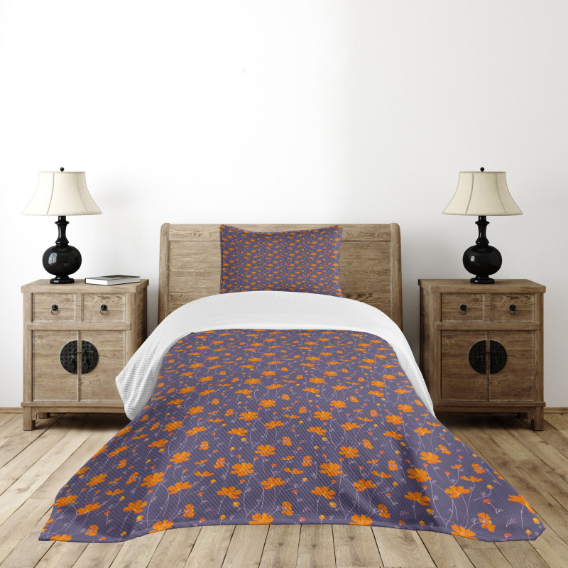 Flowers Thin Peduncles Bedspread Set