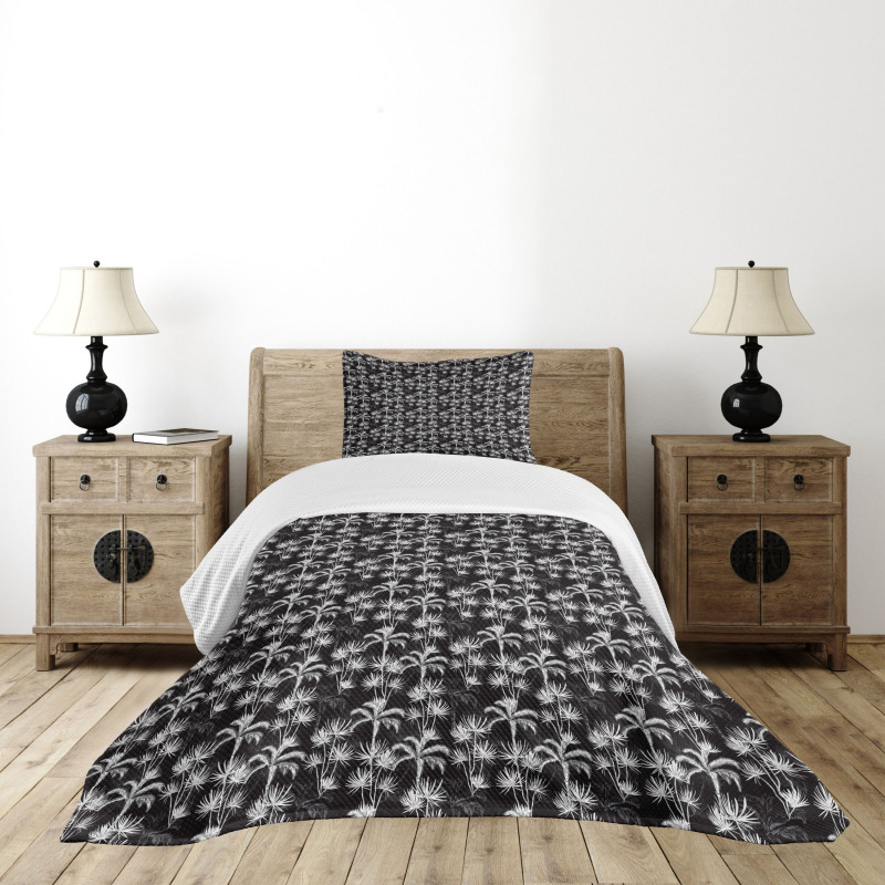 Exotic Palm Tree Sketch Bedspread Set