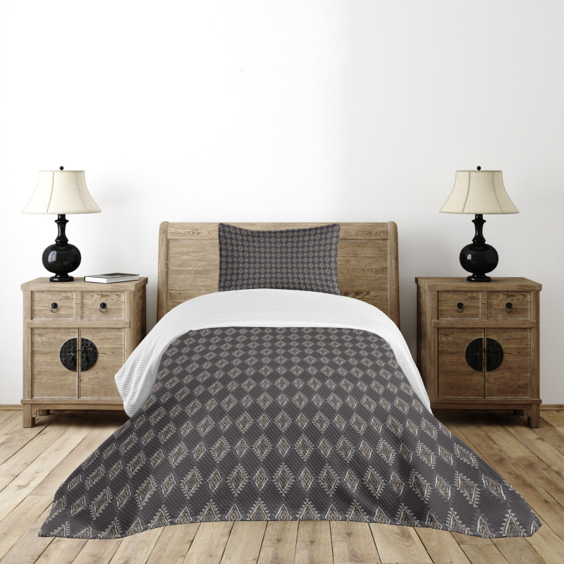 Rhombus in Earth Tones Bedspread Set