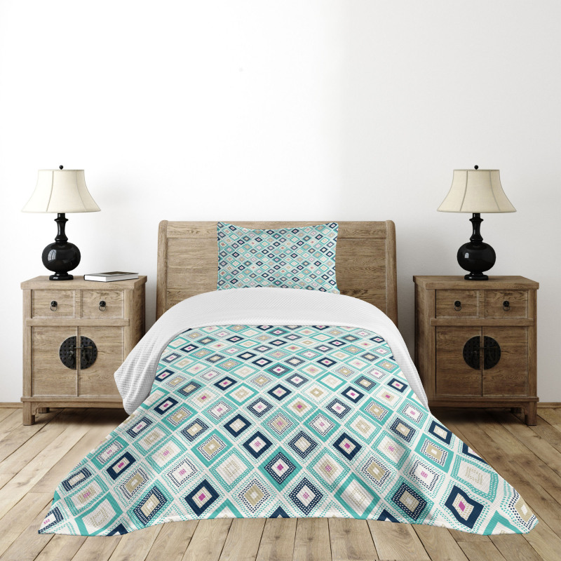 Dots Rhombus Diamond Bedspread Set