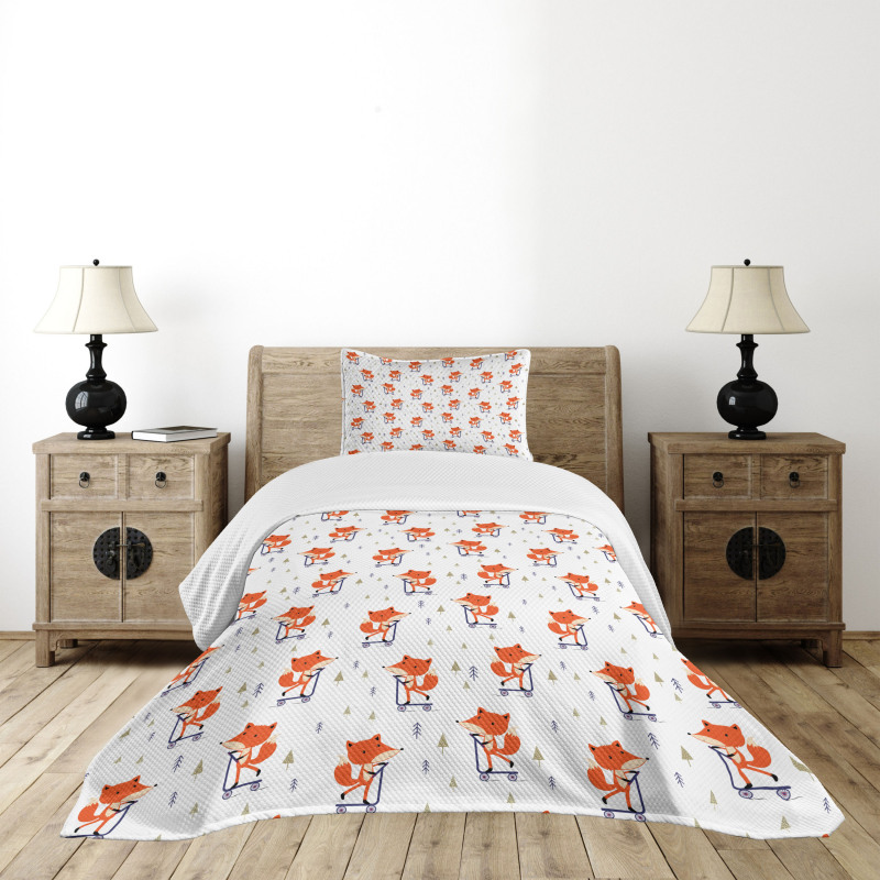 Animal with Scooter Tiny Trees Bedspread Set