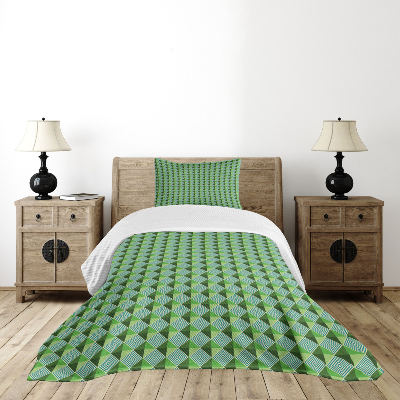 Modernistic Squares Bedspread Set