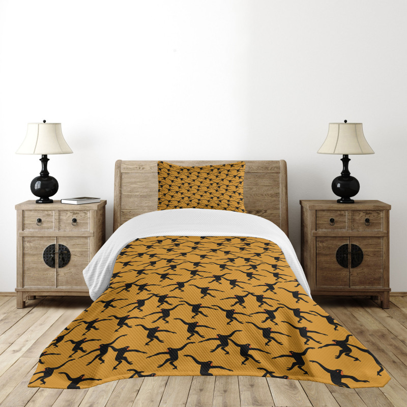 Jumping Monkey Silhouettes Bedspread Set