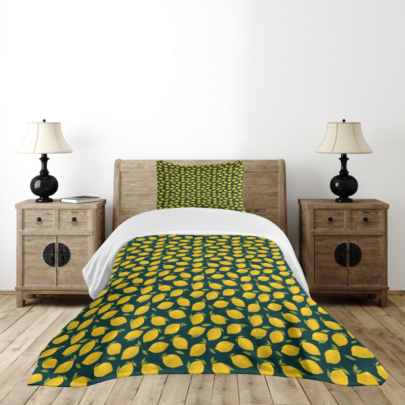 Citrus Cartoon with Leaves Bedspread Set