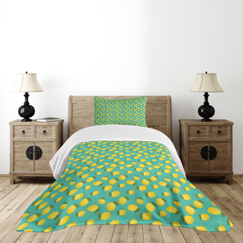 Colorful Citrus Leaves Art Bedspread Set