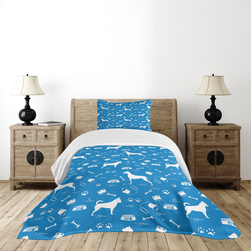 Dogs and Items Bedspread Set