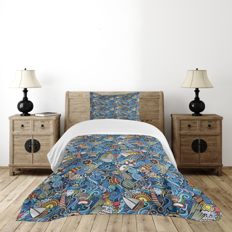 Abstract Sea Shells Bedspread Set