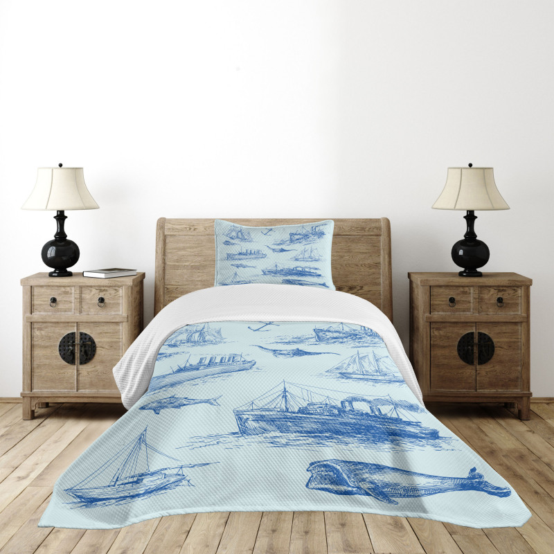 Wildlife Shark Boat Bedspread Set