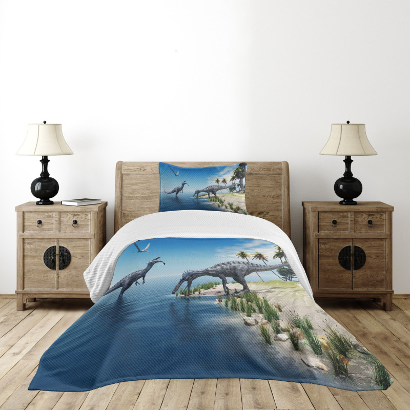 Wild Suchomimus Dinosaur Bedspread Set