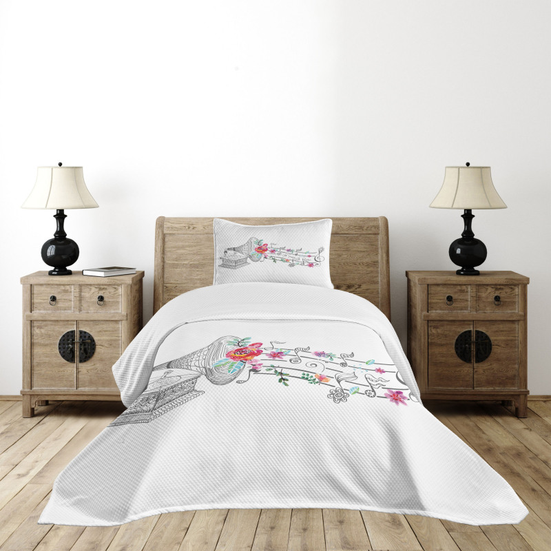 Old Gramophone Player Bedspread Set