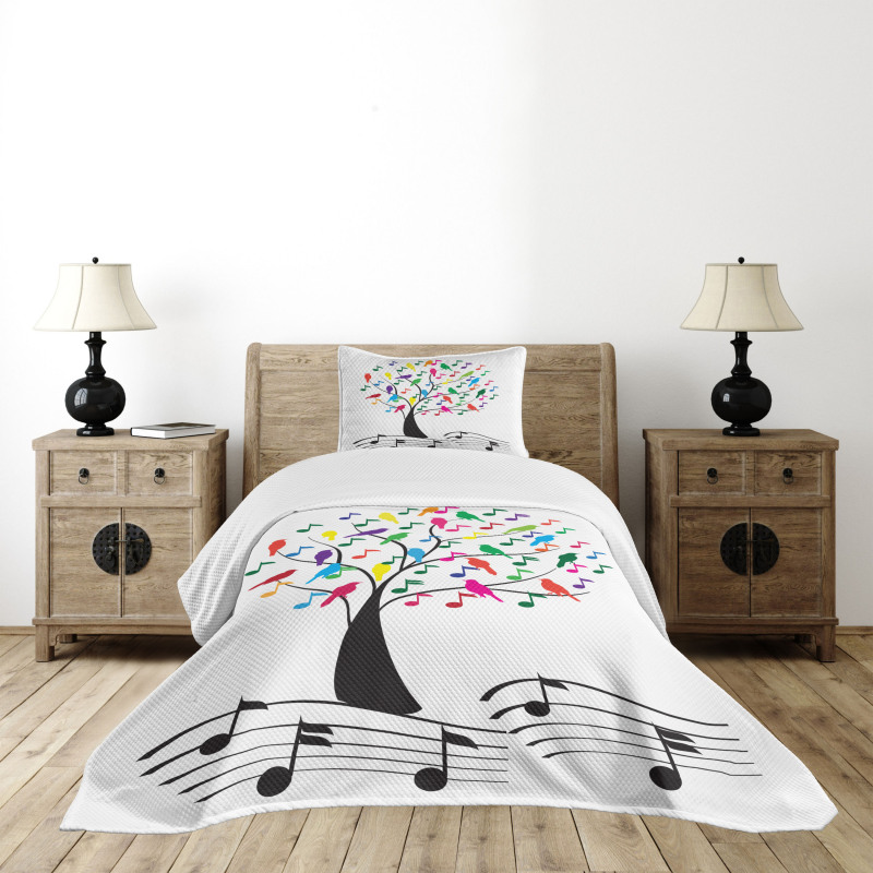 Tree with Notes Happiness Bedspread Set