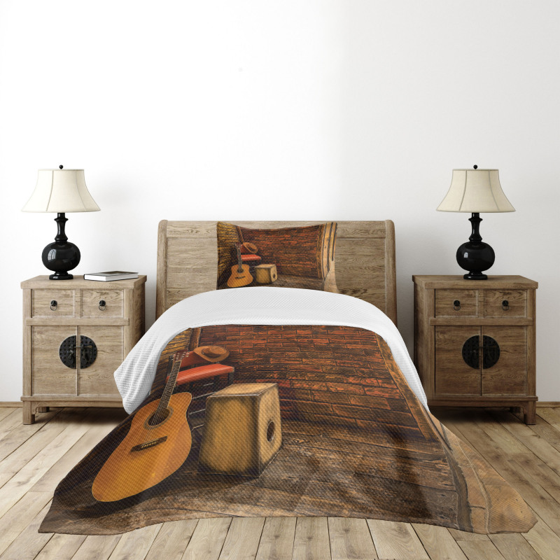 Wooden Stage Pub Cafe Bedspread Set