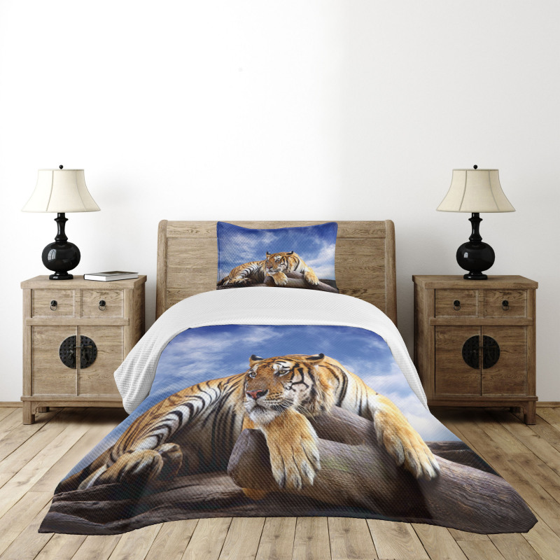 Tiger on Wood Wildlife Bedspread Set