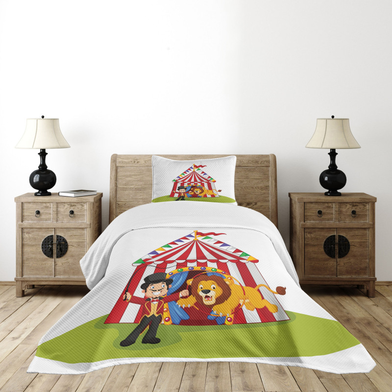 Cartoon Lion Jumping Ring Bedspread Set