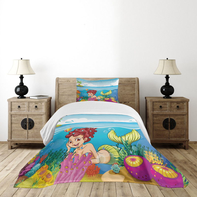 Palm Trees in Island Bedspread Set