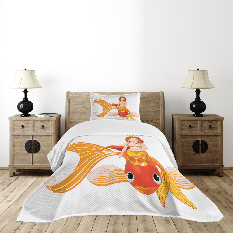 Princess on Goldfish Bedspread Set